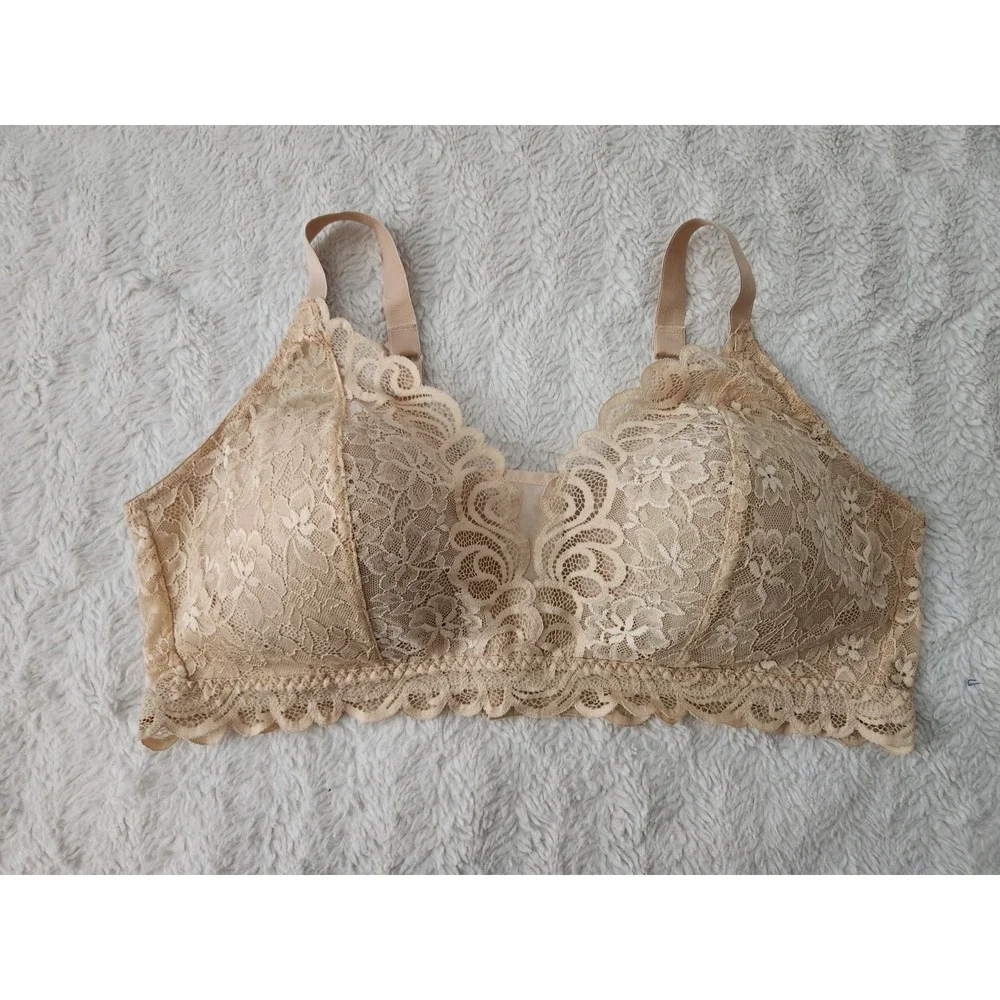 Bali Women's 2XL Beige Lace Comfort Wireless Bra Style 6591